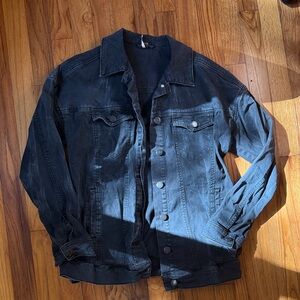 Free people black baggy denim jacket